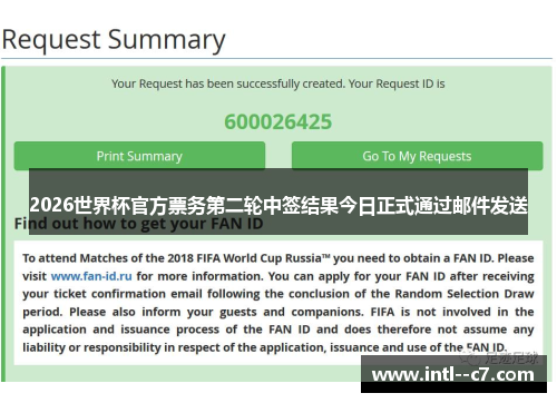 2026世界杯官方票务第二轮中签结果今日正式通过邮件发送